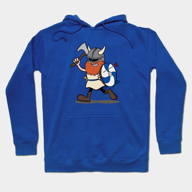 Viking Berserker Cartoon (Player 1 / blue) Hoodie by Koyaanisqatsian